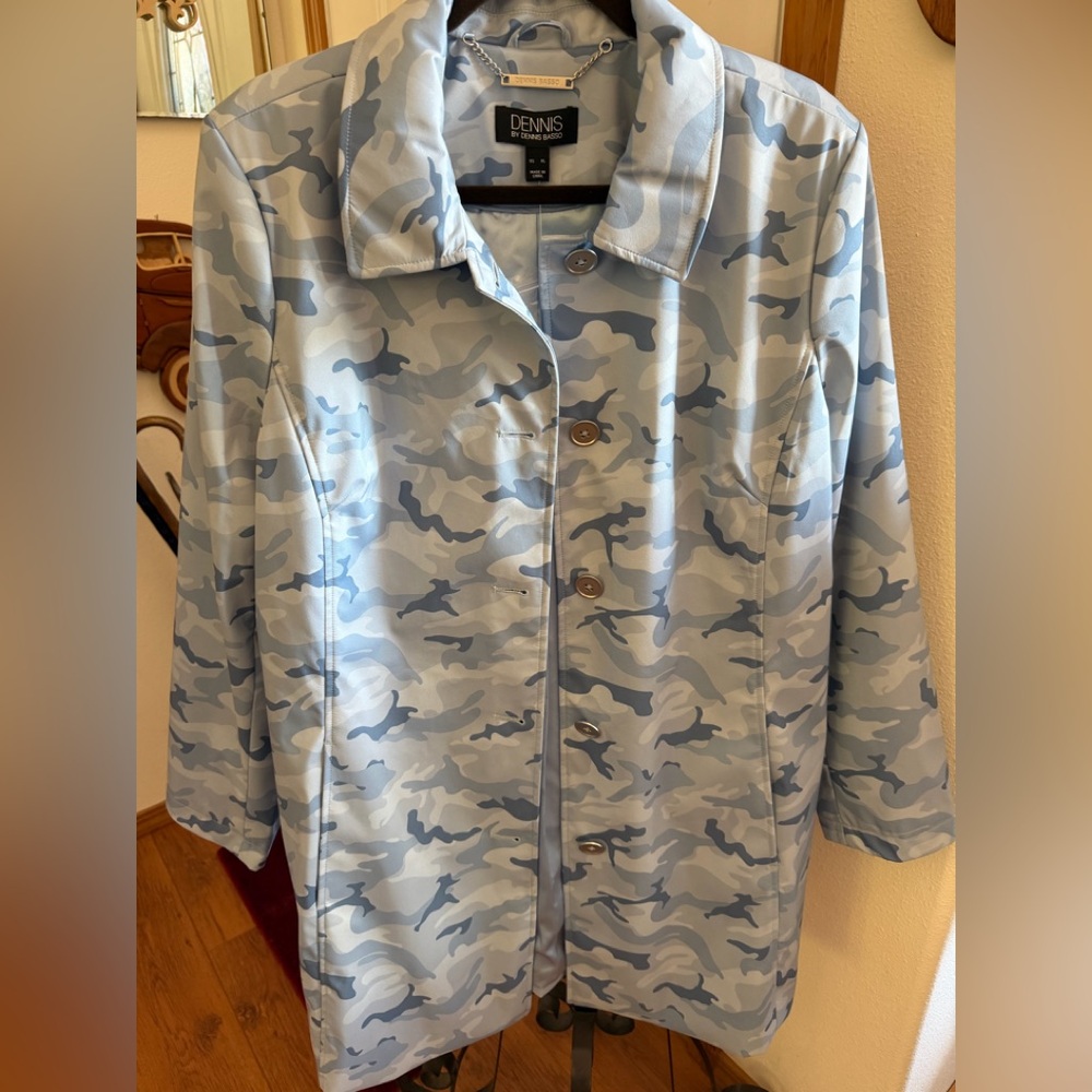 dennis basso Light Blue Camo Trench Coat